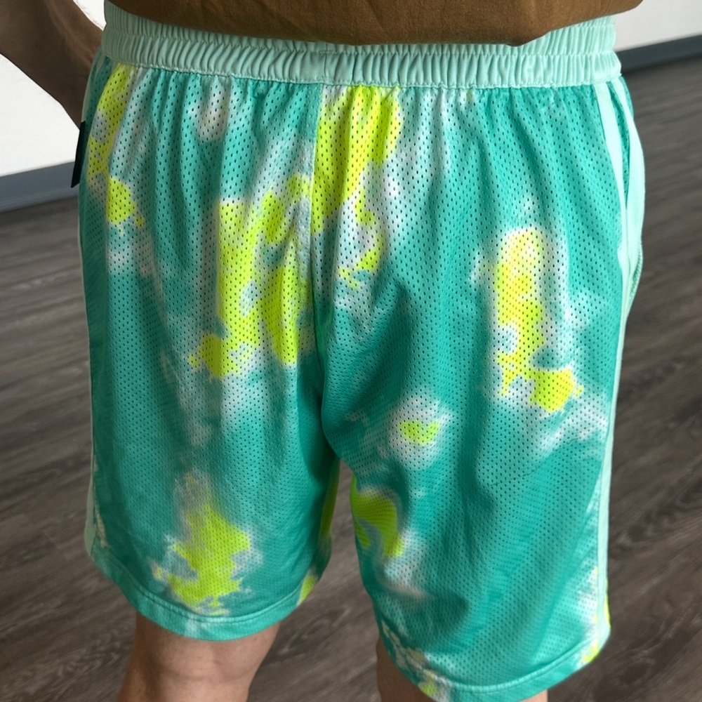Adidas Turquoise and Lime Tie-Dye Shorts - Picture 8 of 17